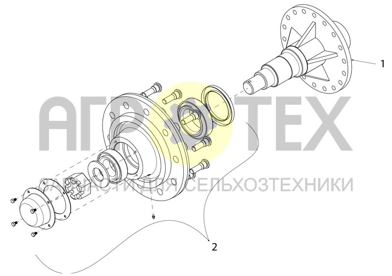 Ступица передняя в сборе (88665012F) (№2 на схеме)